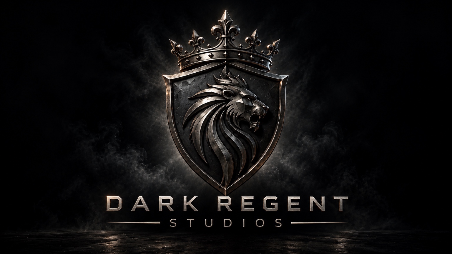 Dark Regent Studios — a crowned shield bearing a metallic lion